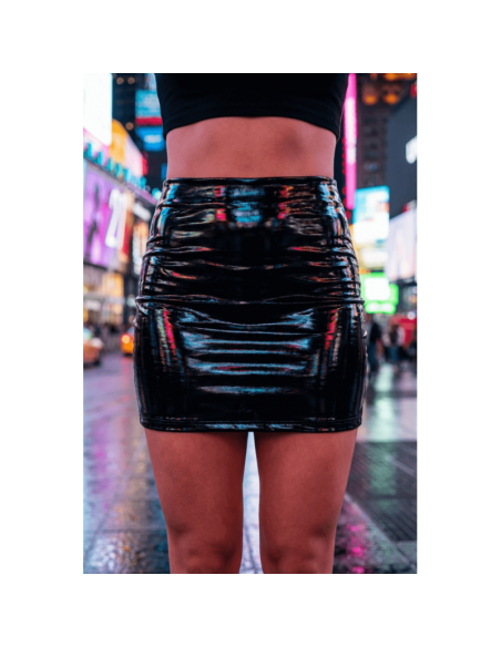 Jupe noire en simili cuir avec zip Lara