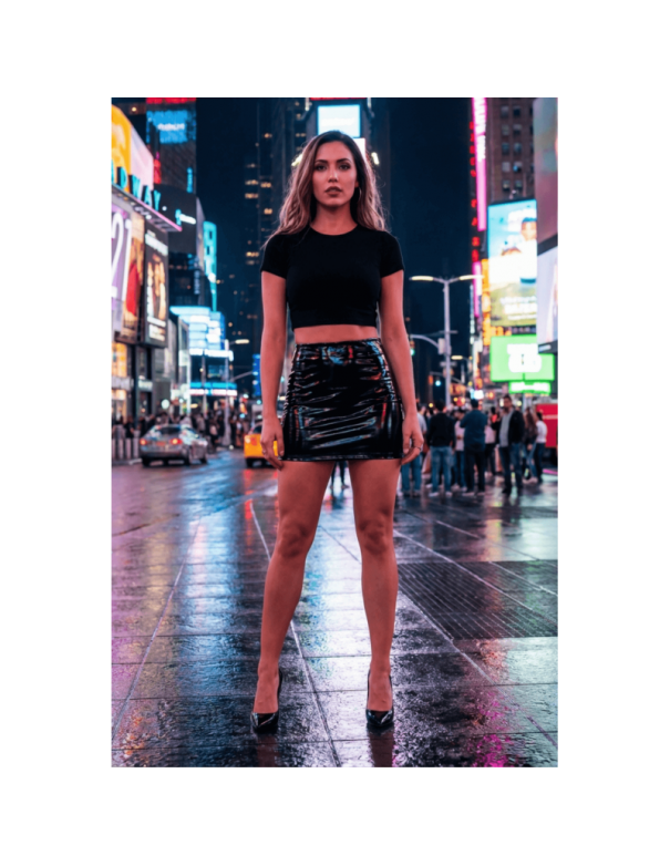 Jupe noire en simili cuir avec zip Lara