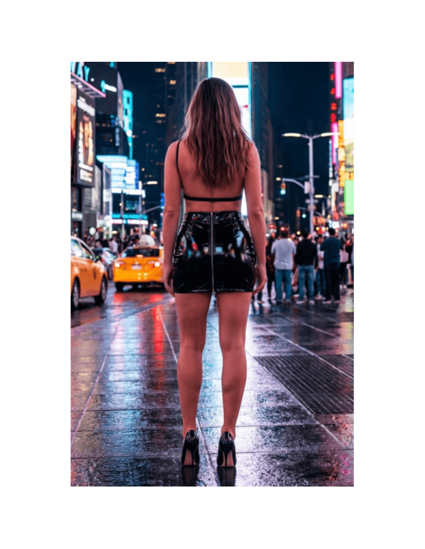 Jupe noire en simili cuir avec zip Lara
