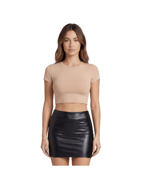 Jupe noire en simili cuir mat Sifia