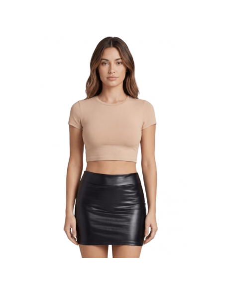 Jupe noire en simili cuir mat Sifia