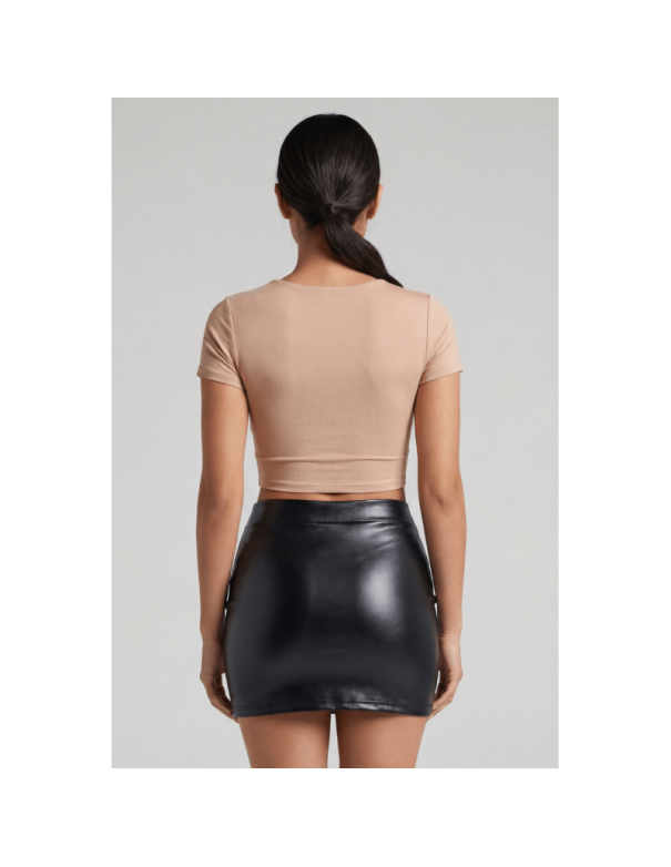 Jupe noire en simili cuir mat Sifia