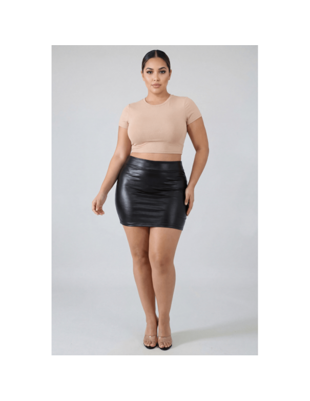 Jupe noire en simili cuir mat Sifia