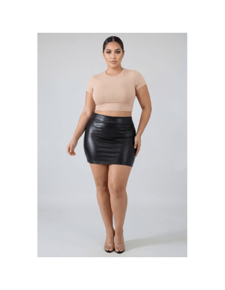 Jupe noire en simili cuir mat Sifia