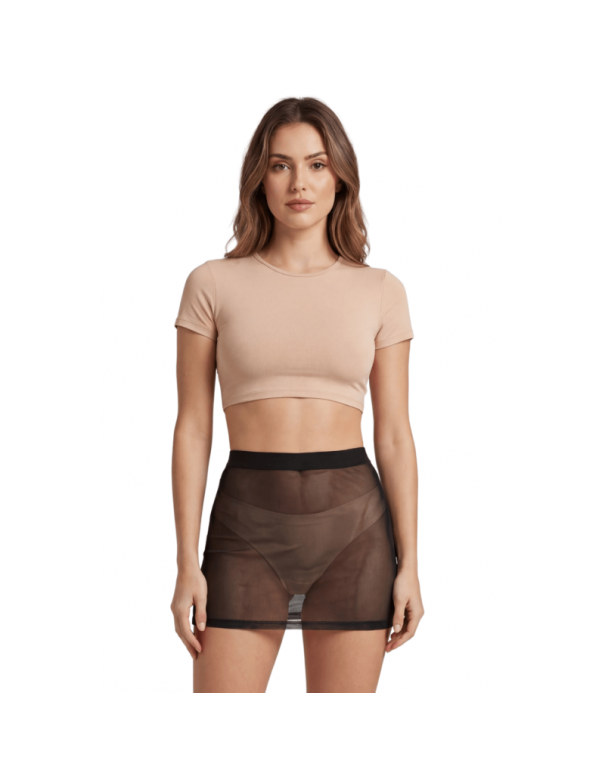 Jupe noire en résille transparente Maya