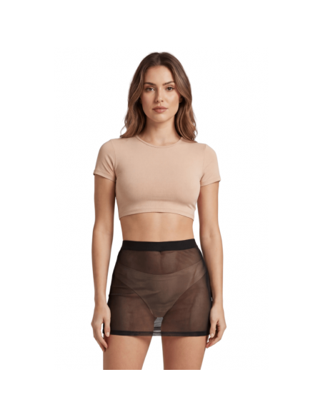 Jupe noire en résille transparente Maya