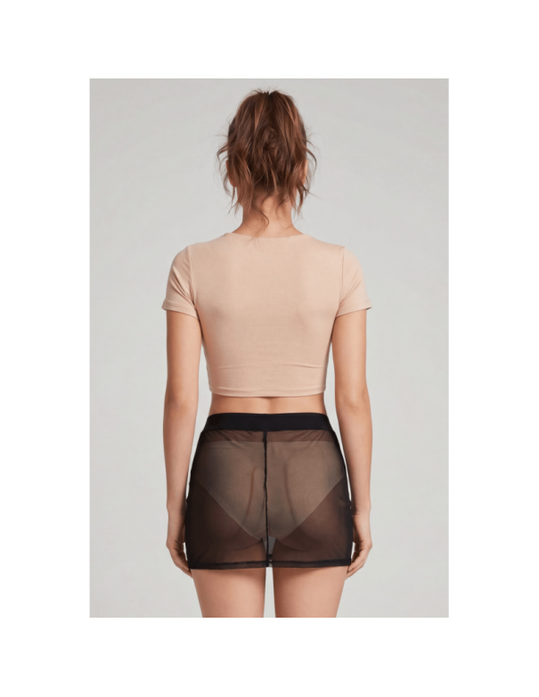 Jupe noire en résille transparente Maya