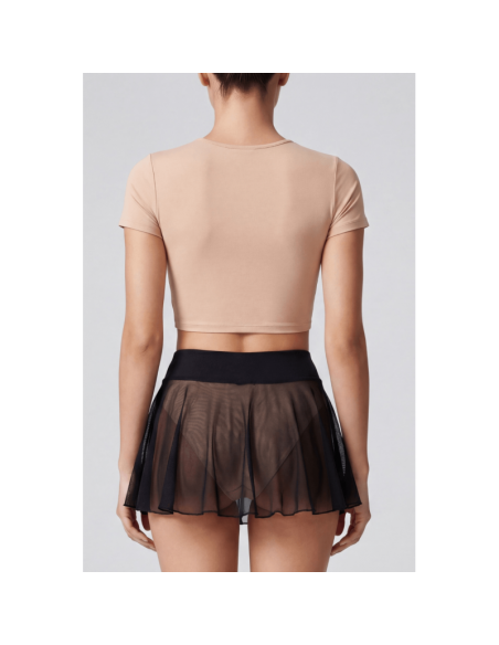 Mini jupe noire en résille transparente Stella