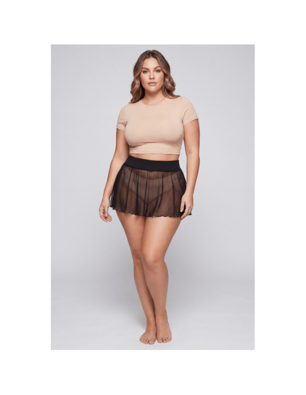 Mini jupe noire en résille transparente Stella