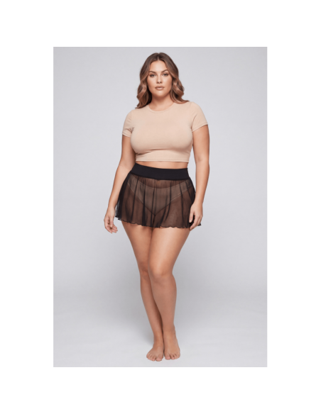 Mini jupe noire en résille transparente Stella