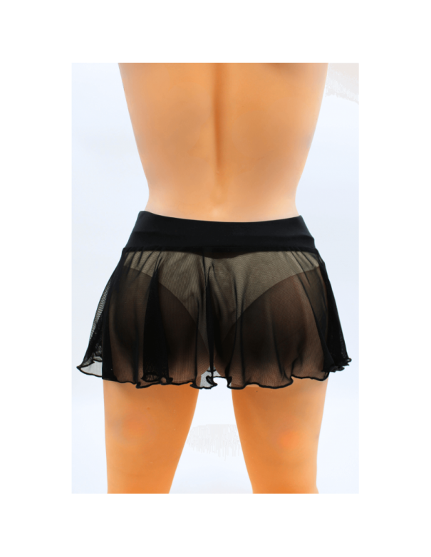 Mini jupe noire en résille transparente Stella