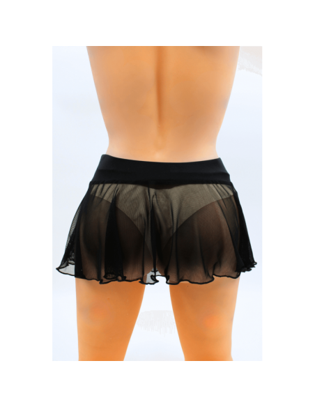 Mini jupe noire en résille transparente Stella