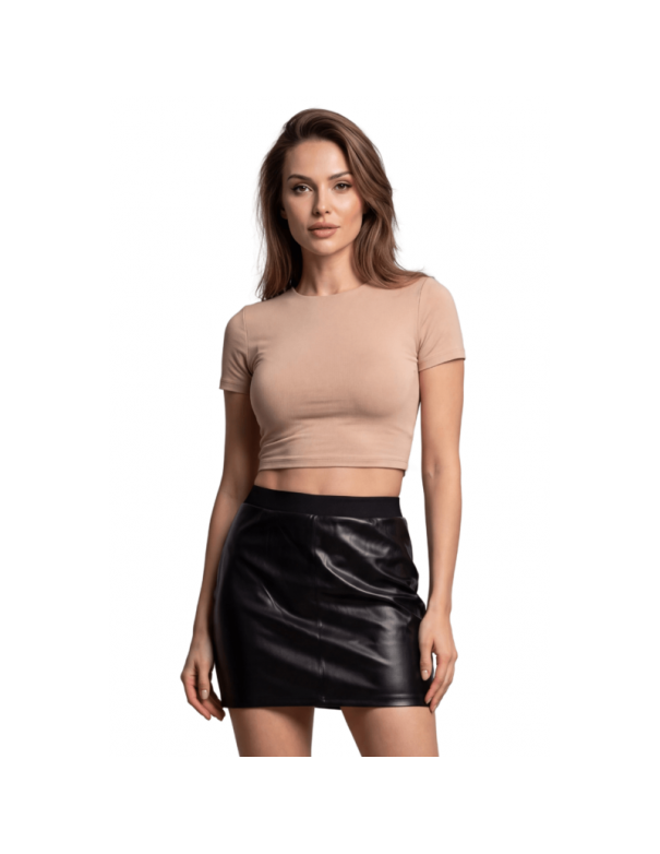 Jupe courte simili cuir noir Paula