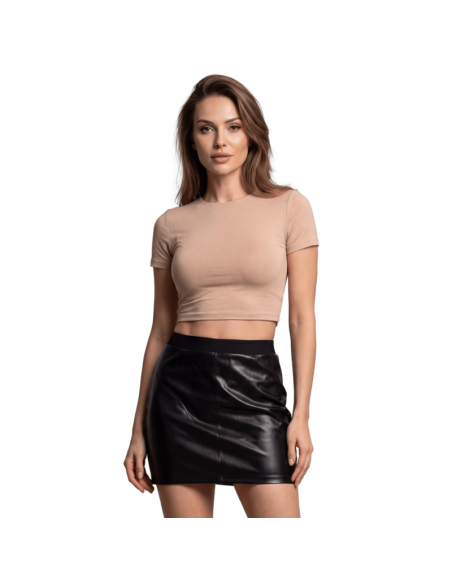 Jupe courte simili cuir noir Paula
