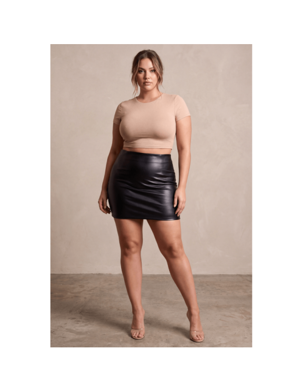 Jupe courte simili cuir noir Paula
