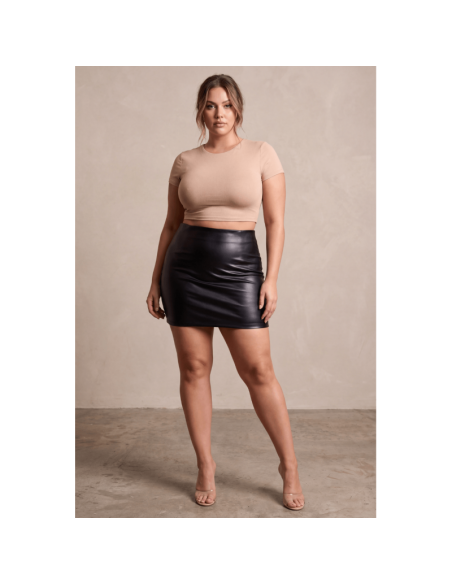 Jupe courte simili cuir noir Paula