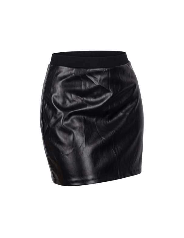 Jupe courte simili cuir noir Paula