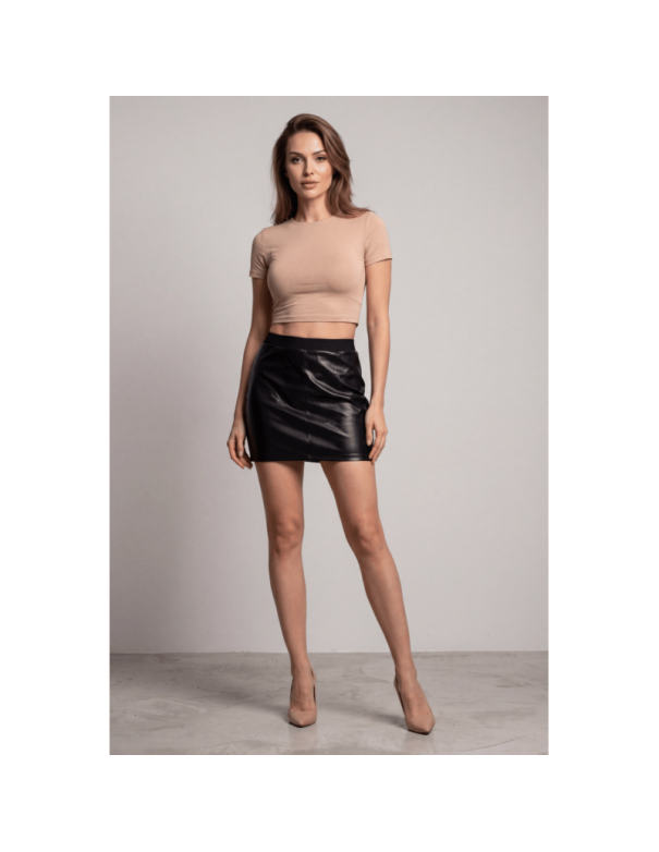 Jupe courte simili cuir noir Paula