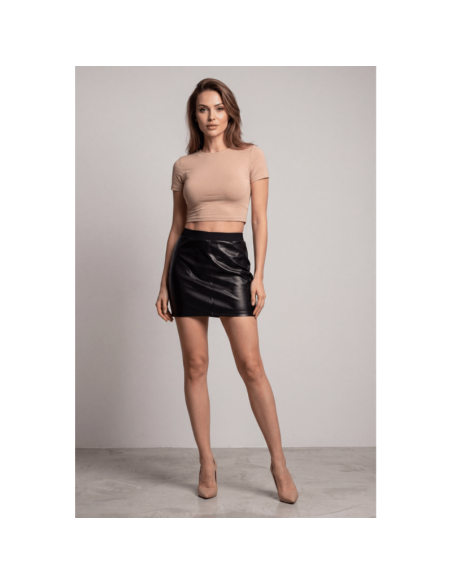 Jupe courte simili cuir noir Paula