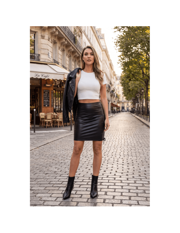 Jupe longue simili cuir noir Paloma