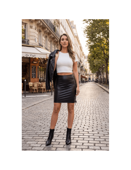 Jupe longue simili cuir noir Paloma