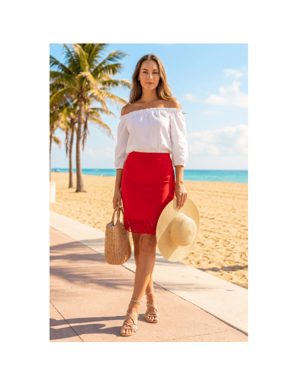 Jupe longue rouge Maria