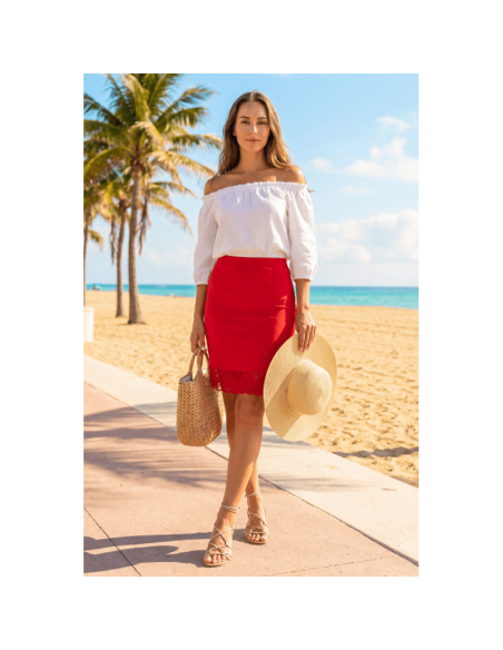 Jupe longue rouge Maria