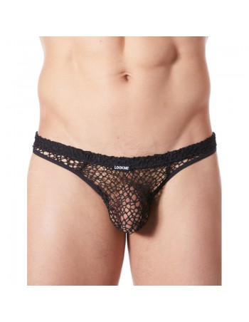 String noir sexy filet irrégulier fétichiste 