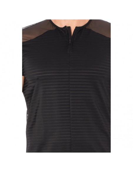 T-shirt noir rayé opaque et transparent 