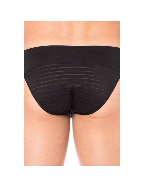 Slip noir rayé opaque et transparent