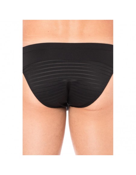 Slip noir rayé opaque et transparent