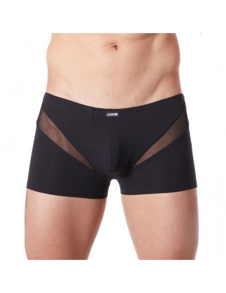 Boxer noir sexy avec fine résille en V