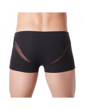 Boxer noir sexy avec fine résille en V 2