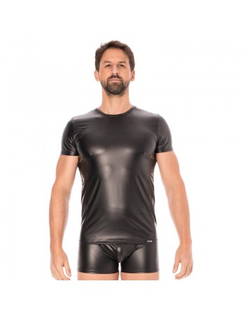 T-shirt simili cuir noir 