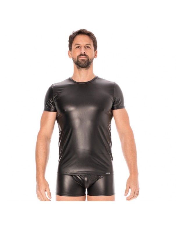 T-shirt simili cuir noir 