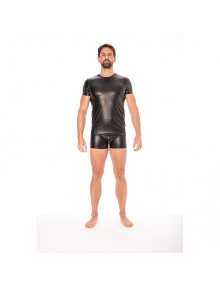 T-shirt simili cuir noir 