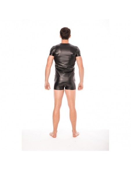 T-shirt simili cuir noir 