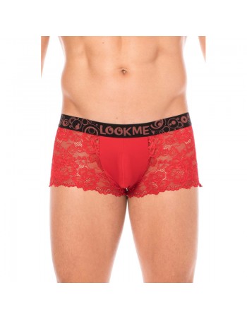 Boxer rouge en dentelle délicate 
