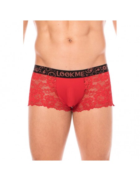 Boxer rouge en dentelle délicate 