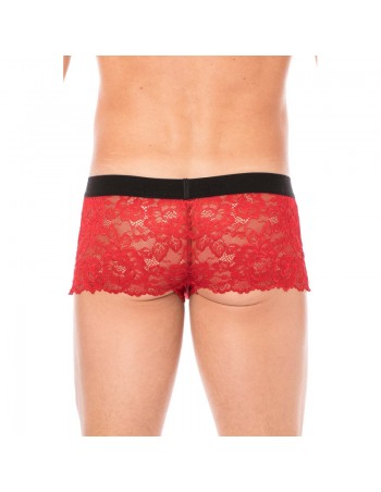 Boxer rouge en dentelle délicate  2