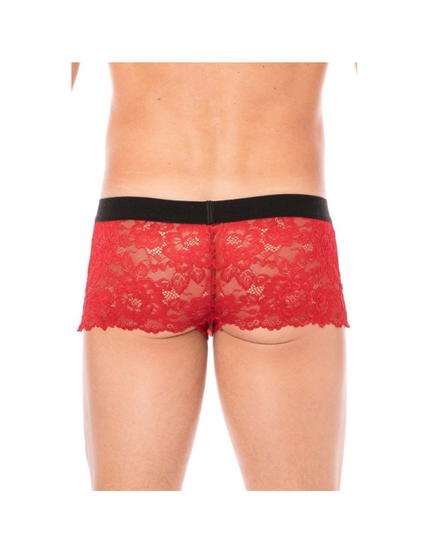 Boxer rouge en dentelle délicate 