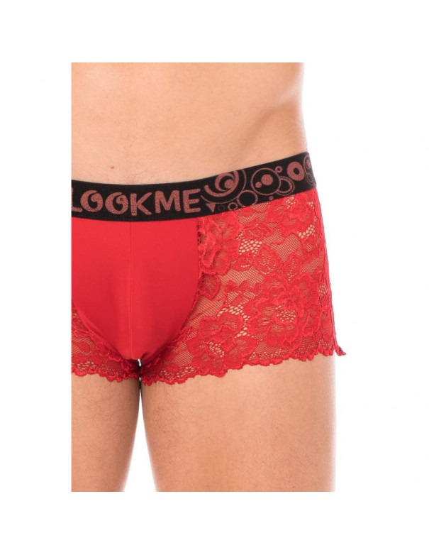 Boxer rouge en dentelle délicate 