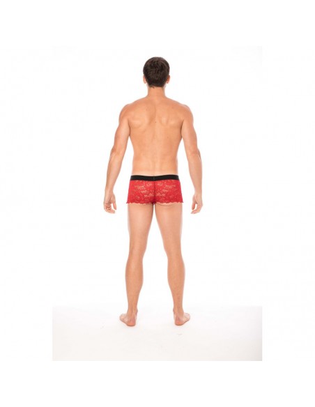 Boxer rouge en dentelle délicate 