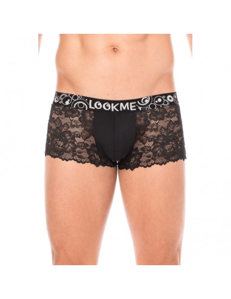 Boxer noir en dentelle délicate 