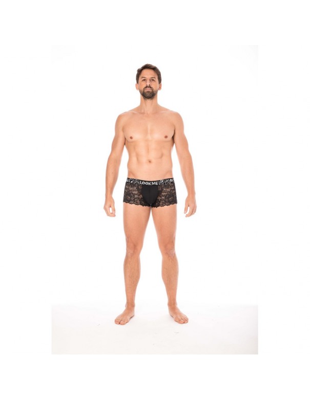 Boxer noir en dentelle délicate 