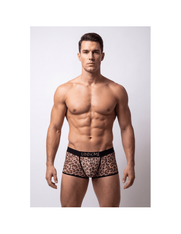 Boxer en résille imprimé léopard