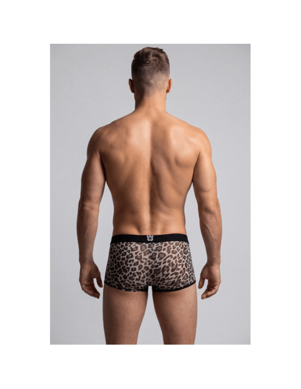 Boxer en résille imprimé léopard gris