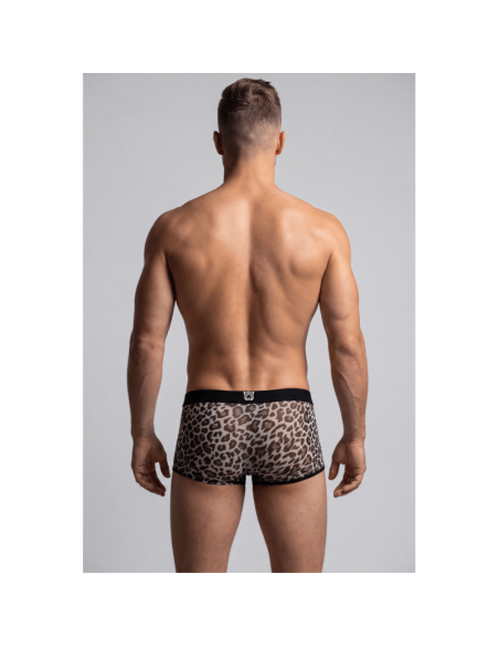 Boxer en résille imprimé léopard gris