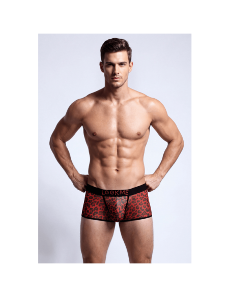 Boxer en résille imprimé léopard rouge