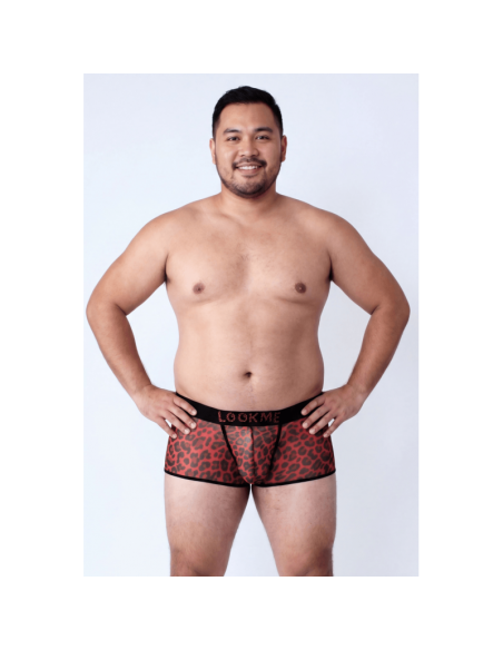 Boxer en résille imprimé léopard rouge